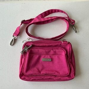 Baggalini Triple Zip Crossbody Convertible Belt Bag Mini Purse Pink 8x6x3 EUC